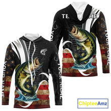 Load image into Gallery viewer, Personalized professional bass fishing shirts vintage American Flag patriotic bass fishing jerseys NQS11426