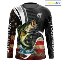 Load image into Gallery viewer, Personalized professional bass fishing shirts vintage American Flag patriotic bass fishing jerseys NQS11426