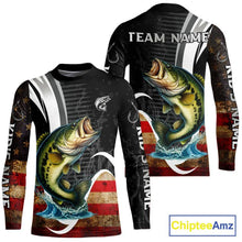 Load image into Gallery viewer, Personalized professional bass fishing shirts vintage American Flag patriotic bass fishing jerseys NQS11426