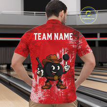 Load image into Gallery viewer, Custom Funny Cowboy Gunster Bowling Polo, 1/4 zip Shirts For Men, Bowling Team League Jerseys | Red NQS11625
