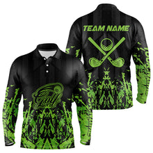Load image into Gallery viewer, Black and Green Camo Golf polo shirts for Men custom team golf outfit men, personalized golf gifts NQS9664