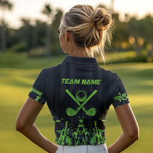 Load image into Gallery viewer, Black and Green Camo Golf polo shirts for Women custom team golf outfit ladies, personalized golf gift NQS9664
