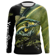 Load image into Gallery viewer, Walleye Fishing Customize Name UV protection  long sleeves fishing shirts, gifts for fishing lovers NQS1788