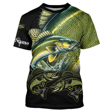 Load image into Gallery viewer, Walleye Fishing Customize Name UV protection  long sleeves fishing shirts, gifts for fishing lovers NQS1788