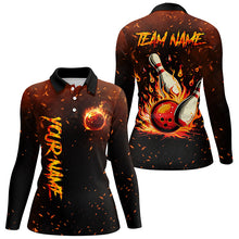Load image into Gallery viewer, Flame Bowling Jerseys For Women Custom Bowling Polo, Quarter-Zip Shirt for Team, Gift for Bowlers NQS7601