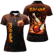 Load image into Gallery viewer, Flame Bowling Jerseys For Women Custom Bowling Polo, Quarter-Zip Shirt for Team, Gift for Bowlers NQS7601