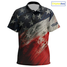Load image into Gallery viewer, Personalized golf polos shirts for Kid American flag 4th July custom patriotic kid golf wears NQS9945