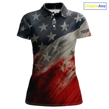 Load image into Gallery viewer, Personalized golf polos shirts for women American flag 4th July custom patriotic ladies golf wears NQS9945