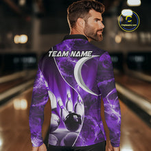 Load image into Gallery viewer, Purple Light pattern Bowling Polo, Quarter Zip shirts for men Custom Bowling Team League Jerseys NQS9948