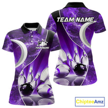 Load image into Gallery viewer, Purple Light pattern Bowling Polo, Quarter Zip shirts for Women Custom Bowling Team League Jerseys NQS9948