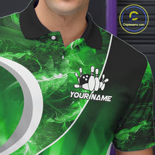 Load image into Gallery viewer, Green Light pattern Bowling Polo, Quarter Zip shirts for men Custom Bowling Team League Jerseys NQS9949