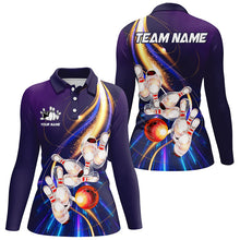 Load image into Gallery viewer, Purple light bowling jerseys Polo, 1/4 Zip Shirt for Women Custom Bowling Team shirts for bowlers NQS8030