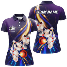 Load image into Gallery viewer, Purple light bowling jerseys Polo, 1/4 Zip Shirt for Women Custom Bowling Team shirts for bowlers NQS8030