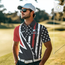 Load image into Gallery viewer, Red, White and Black American Flag Mens Golf polo shirts Custom Patriotic Team Golf attire for men NQS10430