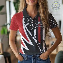 Load image into Gallery viewer, Red, White and Black American Flag Women Golf polo shirt Custom Patriotic Team Golf attire for ladies NQS10430