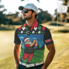 Load image into Gallery viewer, Funny Santa Golf argyle pattern Christmas Golf polo shirts for Men custom Christmas golf gifts NQS10856