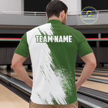 Load image into Gallery viewer, Custom Green and White Strike Bowling Shirts Men Polo, Quarter Zip Bowling Team Jersey Bowling League NQS11037