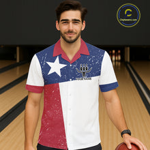 Load image into Gallery viewer, Grunge Texas Flag Bowling Hawaiian Shirt Custom patriotic Texas Team Bowling Button up shirt NQS11239