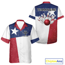 Load image into Gallery viewer, Grunge Texas Flag Bowling Hawaiian Shirt Custom patriotic Texas Team Bowling Button up shirt NQS11239