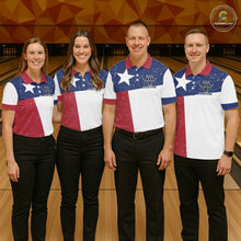 Load image into Gallery viewer, Grunge Texas Flag Bowling Polo, 1/4 Zip Shirts For Women Custom patriotic Texas Team Bowling Jerseys NQS11239