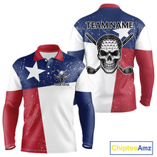 Load image into Gallery viewer, Grunge Texas Flag Golf Polo Shirts For Men Custom patriotic Texas Team Golf outfit for men NQS11240