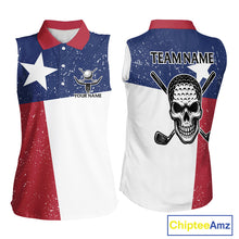 Load image into Gallery viewer, Grunge Texas Flag Sleeveless Golf Polo Shirts Custom patriotic Texas Team Golf outfit for ladies NQS11240