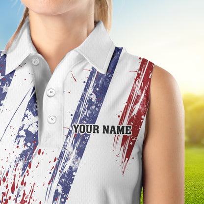 American flag patriotic Women sleeveless polos custom swing swear look for ball repeat ladies golf top NQS9359