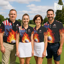 Load image into Gallery viewer, American Flag Flame Golf Polo shirts for Women Custom patriotic team Golf jerseys, ladies golf outfit NQS11433