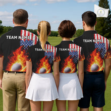 Load image into Gallery viewer, American Flag Flame Golf Polo shirts for Women Custom patriotic team Golf jerseys, ladies golf outfit NQS11433