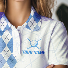Load image into Gallery viewer, Blue argyle pattern Women Golf Polo Shirt custom peace love golf team jerseys, golf attire for women NQS9506