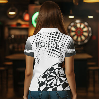 Personalized Black and White Stars Darts Shirt For Women Custom Dart Team Jerseys NQS9511