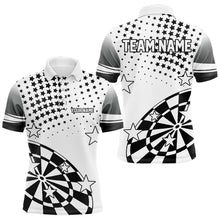Load image into Gallery viewer, Personalized Black and White Stars Darts Polo, Quarter Zip Shirt For Men Custom Dart Team Jerseys NQS9511
