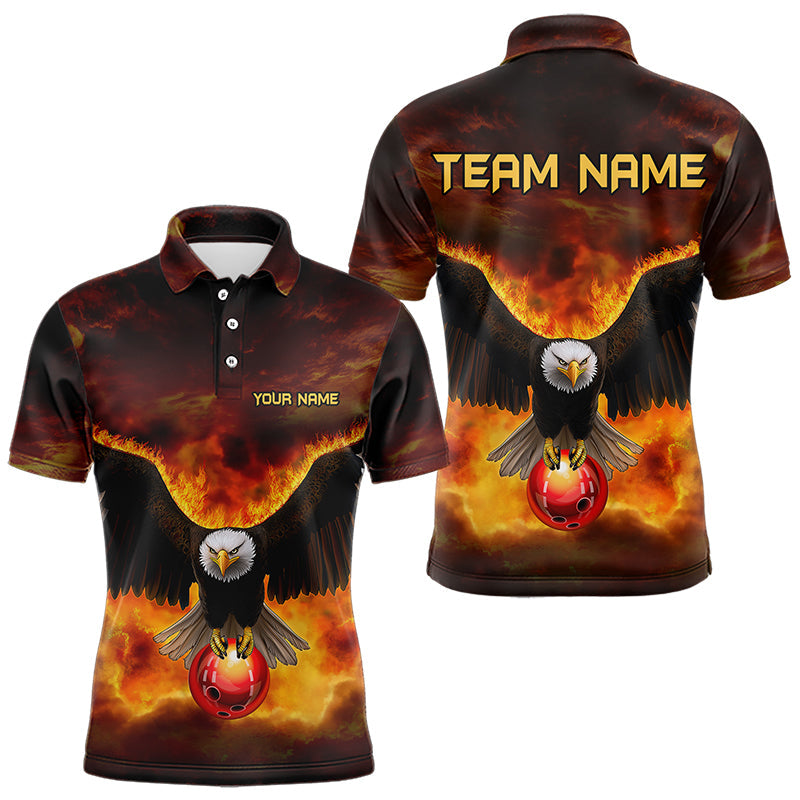 Personalized Flame Eagle Custom Bowling Team Shirts For Mens, Fire Eagle Bowling League Jersey NQS9512