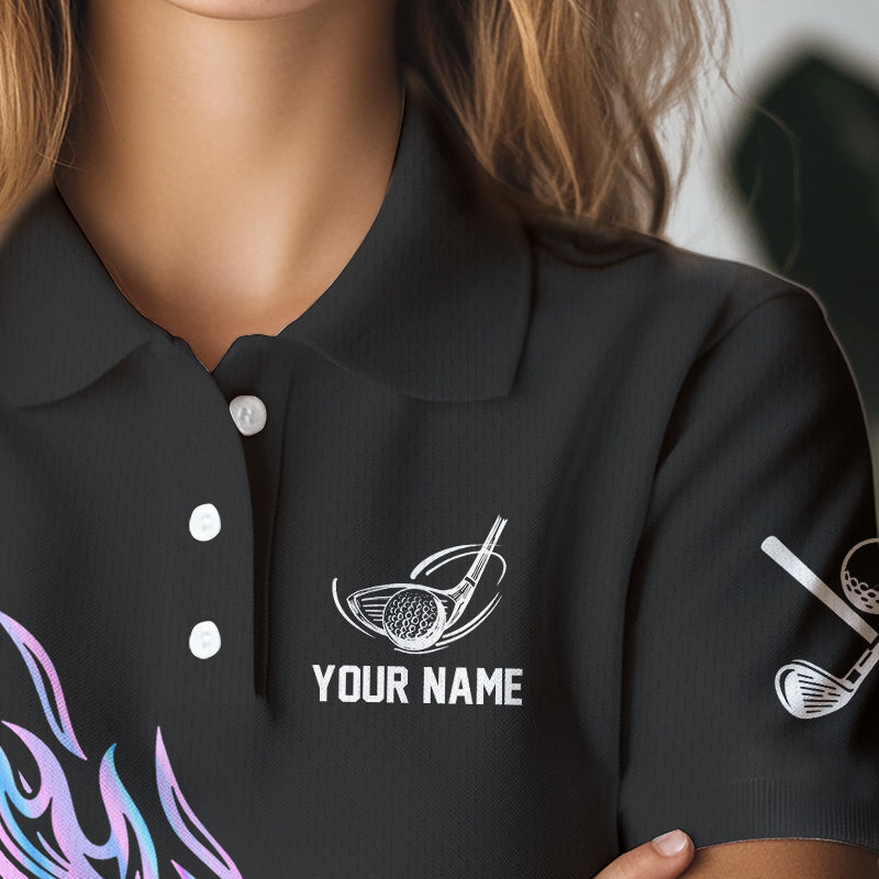 Hologram Flame Golf ball Polo Shirts For Women Custom Golf Team Shirts Golfer Outfit NQS9674