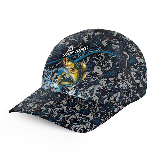 Custom Walleye Fishing Camo Baseball Angler Hat Cap, Personalized Walleye Fishing Team Hat with Names NQS9952