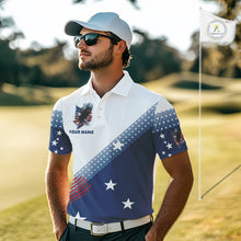 Load image into Gallery viewer, Red, White and Blue American Flag Eagle Custom Men golf polo shirt, patriotic golf outfit for men NQS10104