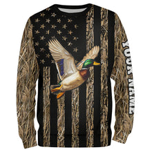 Load image into Gallery viewer, Duck hunting camo American Flag Customize Name Patriotic Duck Hunting 3D All Over Printed Shirts NQS8914