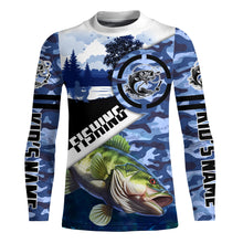 Load image into Gallery viewer, Largemouth Bass fishing blue camouflage fishing clothing Custom performance fishing shirt NQS2616