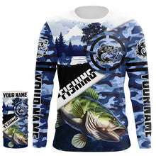 Load image into Gallery viewer, Largemouth Bass fishing blue camouflage fishing clothing Custom performance fishing shirt NQS2616