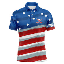 Load image into Gallery viewer, Red, White and Blue American Flag Mens Golf Polo Shirts custom patriotic golf tops for men NQS9166
