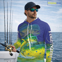 Load image into Gallery viewer, Personalized Mahi Mahi fishing scales blue sun protection fishing shirts, Dorado fishing jerseys NQS11435