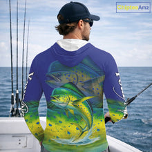 Load image into Gallery viewer, Personalized Mahi Mahi fishing scales blue sun protection fishing shirts, Dorado fishing jerseys NQS11435