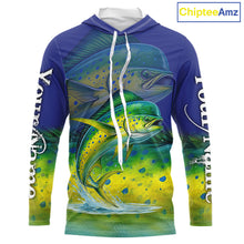 Load image into Gallery viewer, Personalized Mahi Mahi fishing scales blue sun protection fishing shirts, Dorado fishing jerseys NQS11435