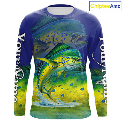 Personalized Mahi Mahi fishing scales blue sun protection fishing shirts, Dorado fishing jerseys NQS11435