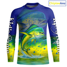 Load image into Gallery viewer, Personalized Mahi Mahi fishing scales blue sun protection fishing shirts, Dorado fishing jerseys NQS11435
