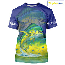 Load image into Gallery viewer, Personalized Mahi Mahi fishing scales blue sun protection fishing shirts, Dorado fishing jerseys NQS11435