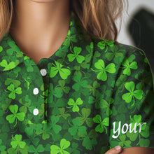 Load image into Gallery viewer, Womens golf polos shirts Green clover St Patrick pattern golf shirts custom team golf polo NQS4727