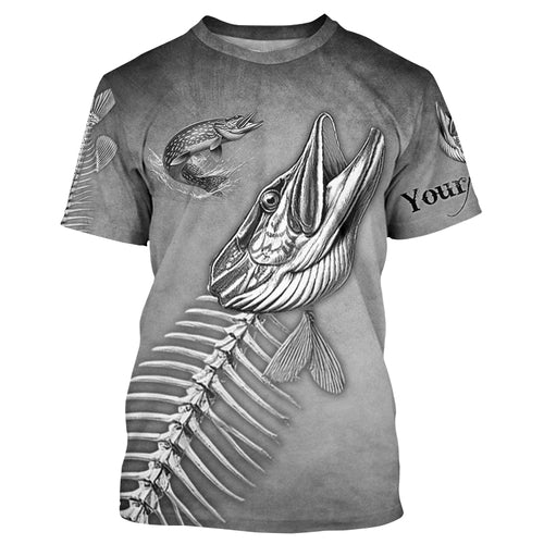 Northern Pike Fishing fish skull UV protection Customize name long sleeves fishing shirts NQS1427