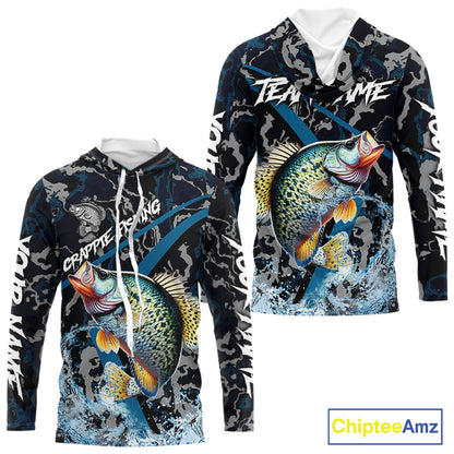 Custom Crappie Fishing Camo Long Sleeve Fishing Shirts, Personalized Crappie Fishing Team Jerseys NQS9678