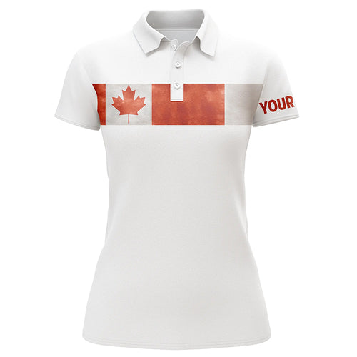 Canada flag white Womens golf polo shirts custom patriotic golf tops for womens, golf gifts NQS5935